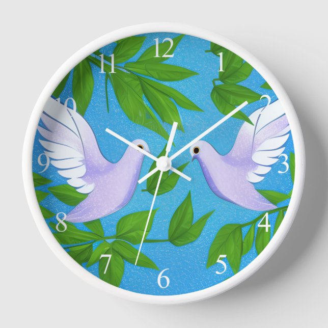 Horloge Paire de colombes blanches (Recto)