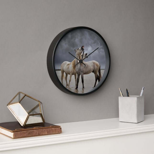 Horloge Paire de Stallions de Cheval de Camargue, Sud de l (Bureau)