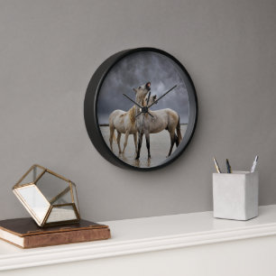 Horloge Paire d'étalons de chevaux de Camargue, sud de la 