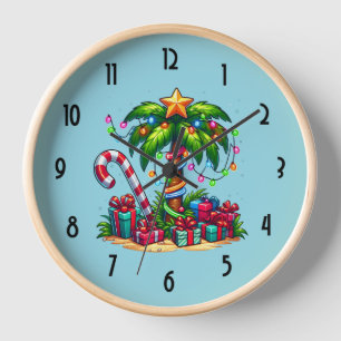 Horloge Palmier de Noël tropical