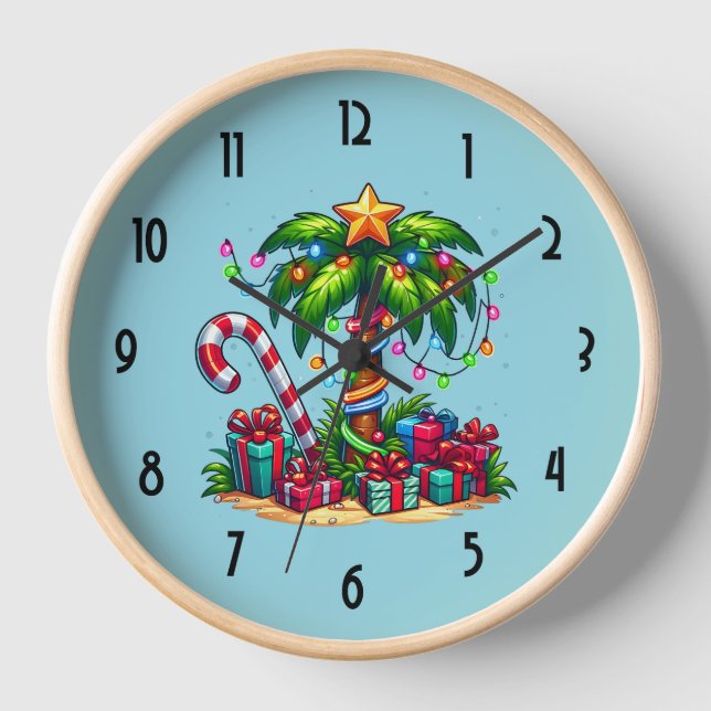 Horloge Palmier de Noël tropical (Recto)