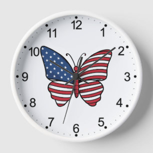 Horloge Papillon Drapeau USA Sublimation-62614
