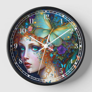 Horloge Papillon Fairy Elf Lady Imaginaire Art