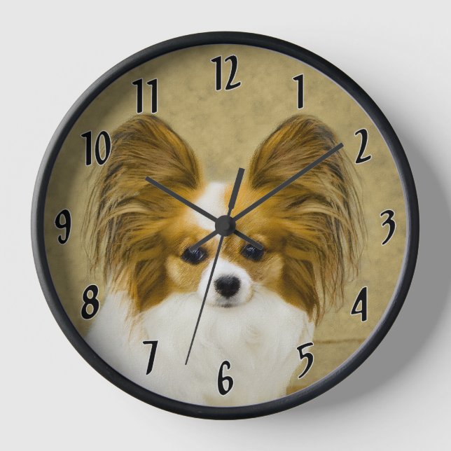 Horloge Papillon (Hound Tri) Peinture - Art Chien original (Recto)