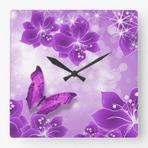 Horloge papillon pourpre