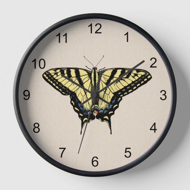 Horloge Papillon Southwestern jaune Swallowtail (Recto)