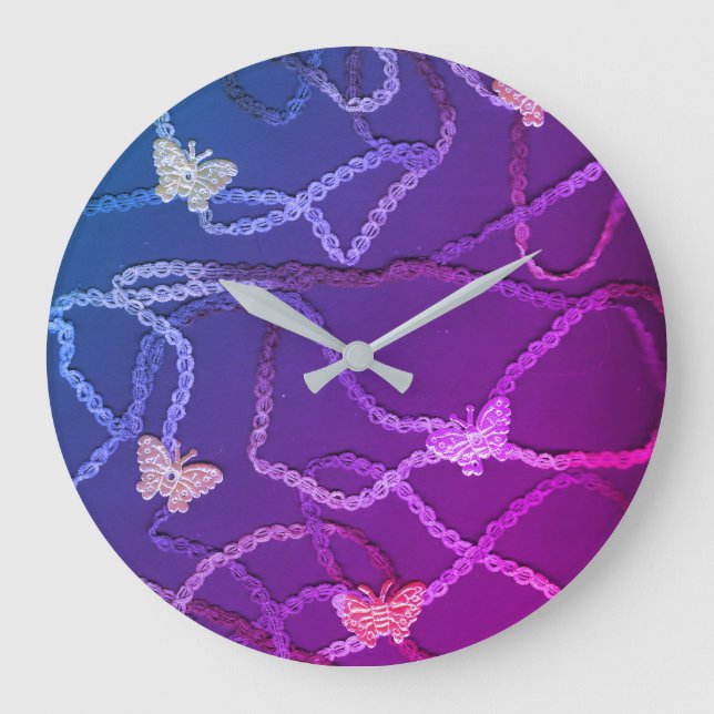 Horloge Papillons Flottants (Violet) (Recto)