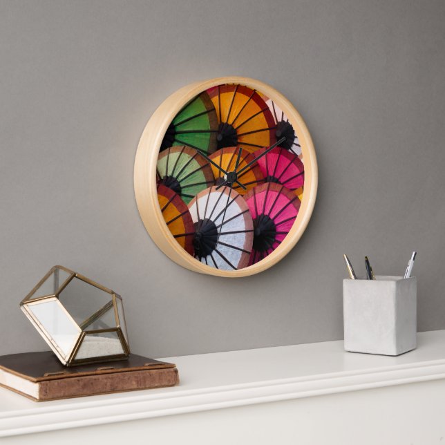 Horloge Parapluies multicolores : marché de Luang Prabang (Bureau)