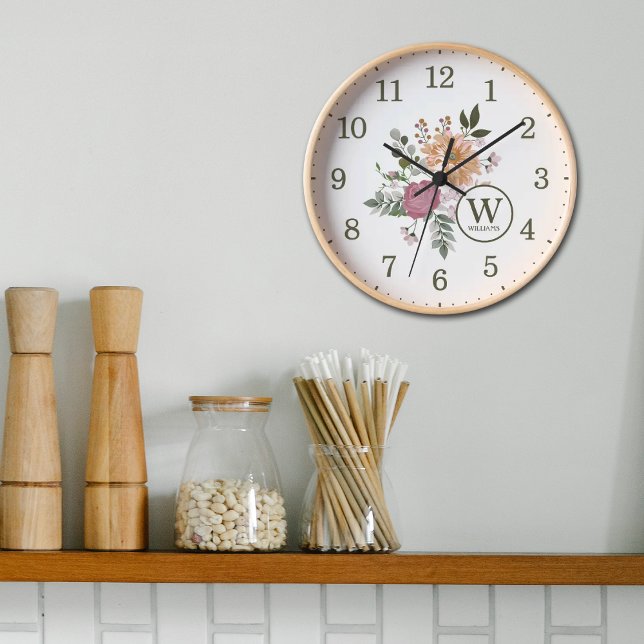 Horloge Paroi de fleurs d'aquarelle personnalisée (Créateur téléchargé)