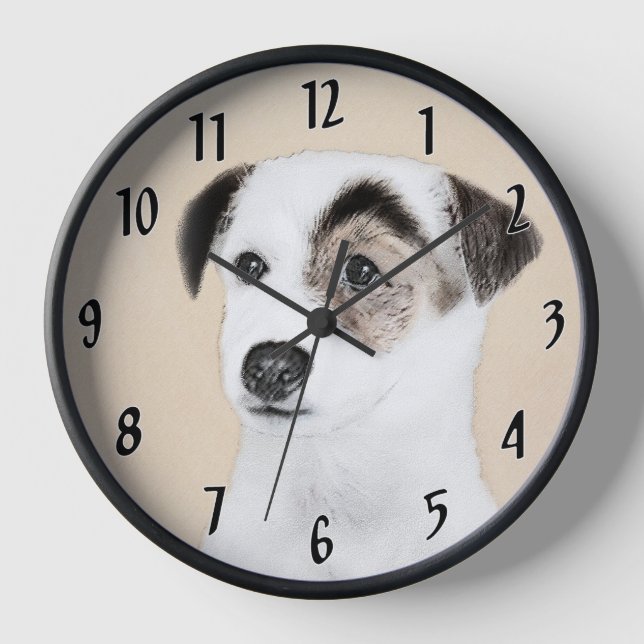 Horloge Parson Jack Russell Terrier Peinture - Chien Art (Recto)