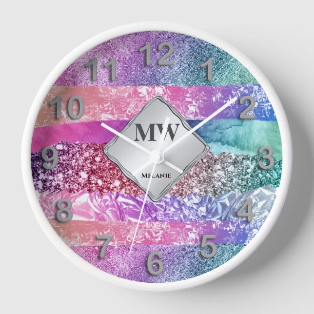 Horloge Parties scintillant glam arc-en-ciel shimmer girly (Recto)