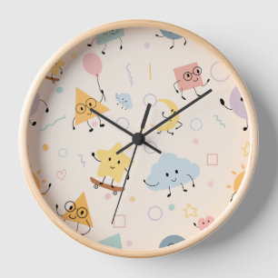 Horloge Pastel Géométrique Doodle
