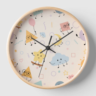 Horloge Pastel Géométrique Doodle