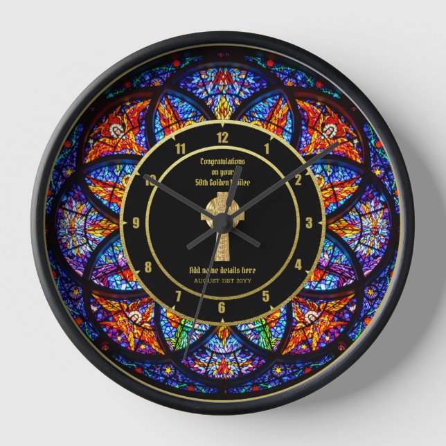 Horloge Pasteur Priest Cabinet Anniversary Stained Glass (Recto)