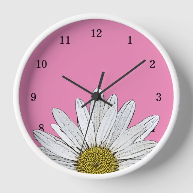 Horloge Pays marguerrier moderne Floral rose (Recto)