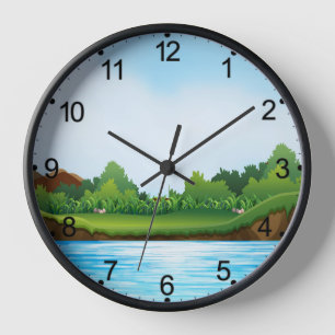 Horloge Paysage bleu ciel vert-10826