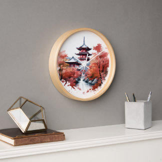 Horloge Paysage japonais avec pagode