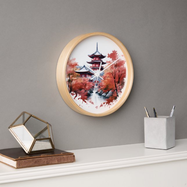 Horloge Paysage japonais avec pagode (Bureau)