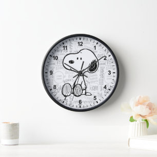 Horloge PEANUTS   Snoopy on Black White Comics