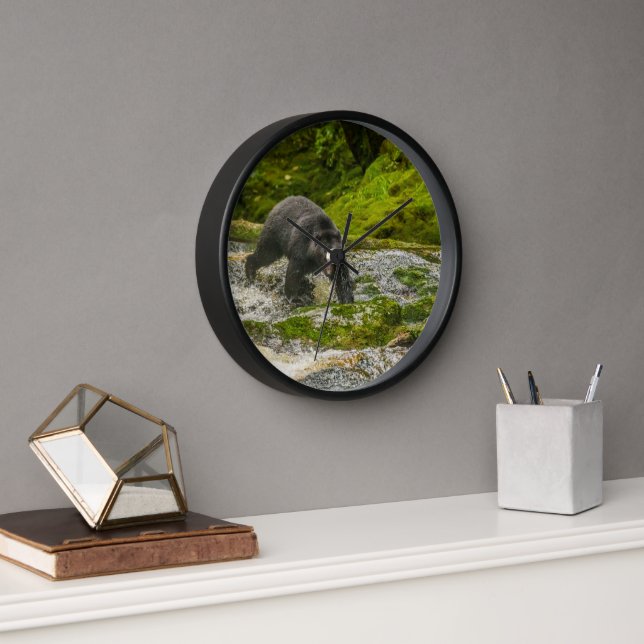 Horloge Pêche à l'ours noir | Qua Creek Colombie-Britanniq (Bureau)