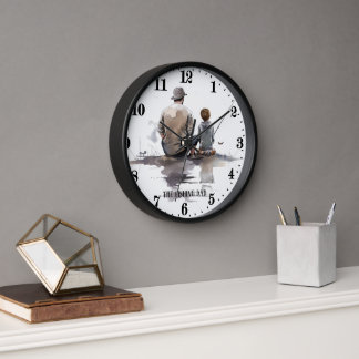 Horloge Pêche cool Papa mot art
