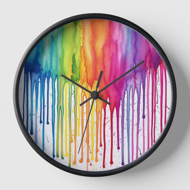 Horloge Peint Arc-en-ciel Aquarelle Déchets de peinture Ab (Recto)