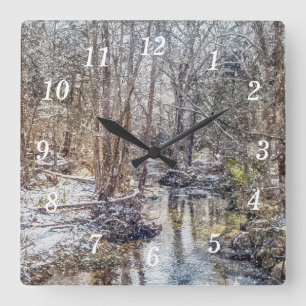 Horloge peinte de neige de Branson Fall Creek