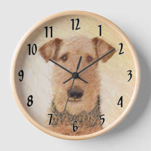 Horloge Peinture Airedale Terrier - Cute Original Art