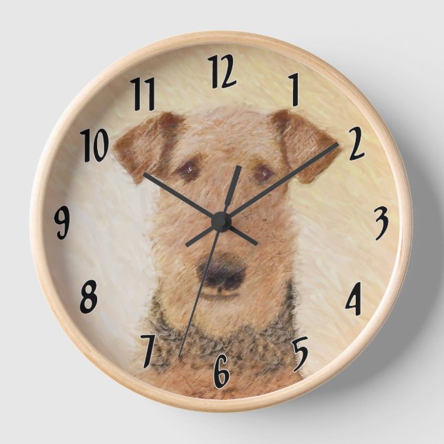 Horloge Peinture Airedale Terrier - Cute Original Art (Recto)