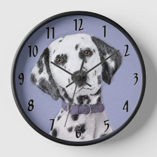 Horloge Peinture Dalmatien - Art Original de Chien Mignon