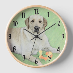 Horloge Peinture de balles de tennis et de retrieur du Lab