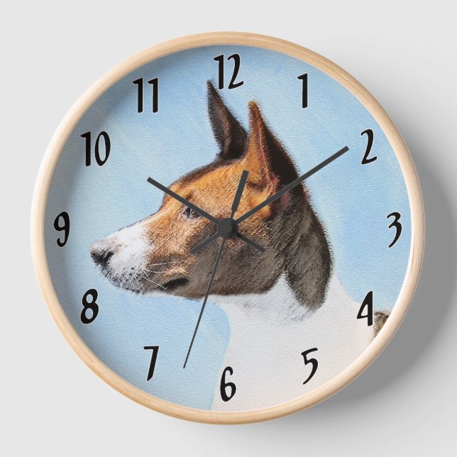 Horloge Peinture de Basenji - Art Original Mignon (Recto)