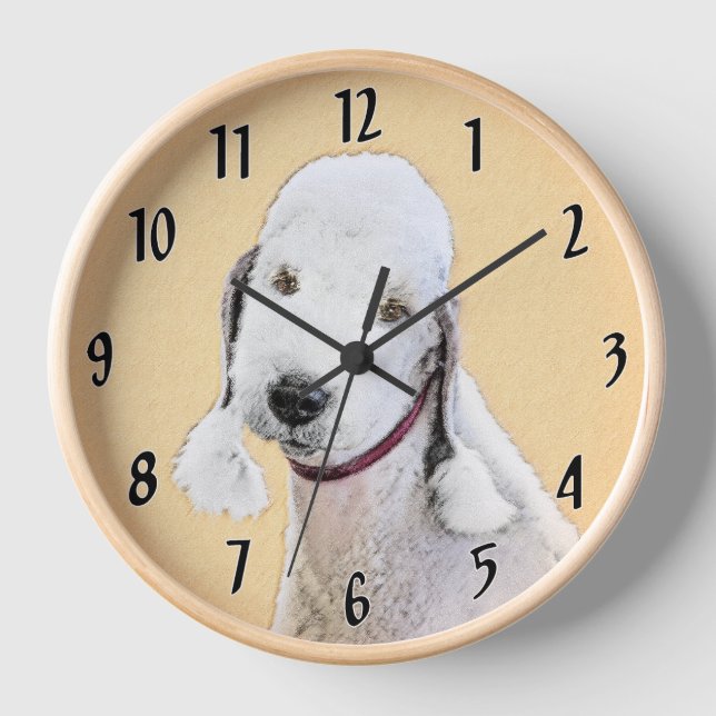 Horloge Peinture de Bedlington Terrier - Art canin origina (Recto)