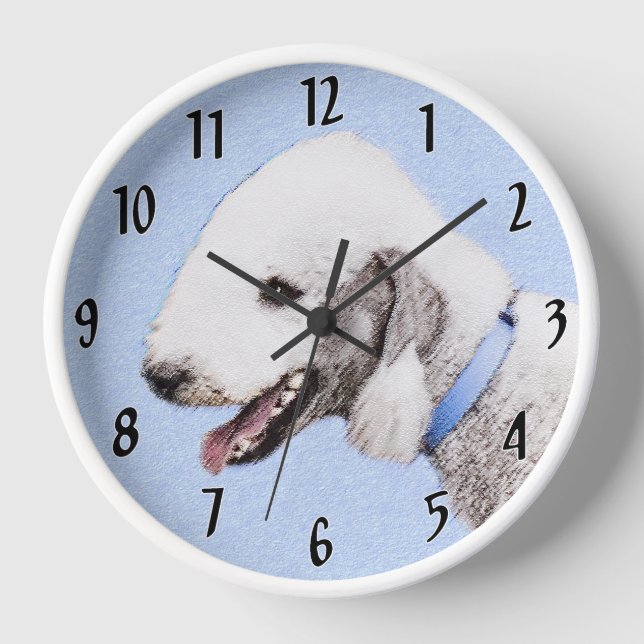Horloge Peinture de Bedlington Terrier - Art original de c (Recto)