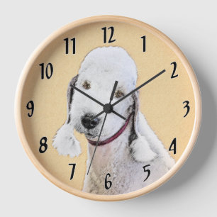 Horloge Peinture de Bedlington Terrier - Art original de c