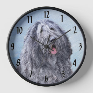 Horloge Peinture de Bergamasco - Chien Original Mignon A