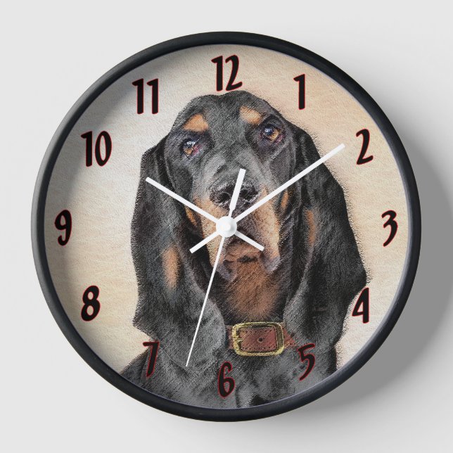 Horloge Peinture de Black & Tan Coonhound - Art original d (Recto)