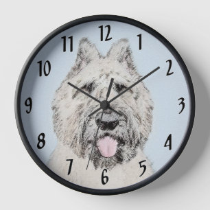 Horloge Peinture de Bouvier des Flandres - Art original de