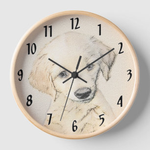 Horloge Peinture de chiot d'or Retriever - Art de chien or