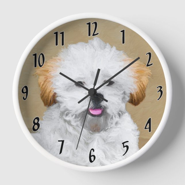Horloge Peinture de chiot Lhasa Apso - Art original de chi (Recto)