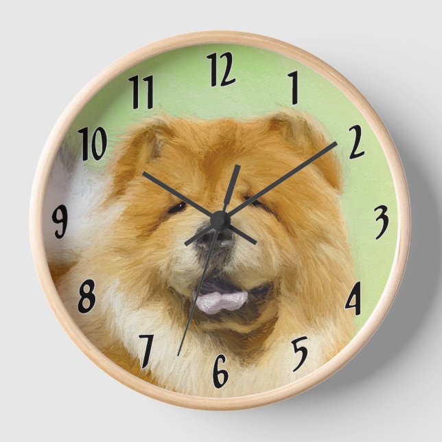 Horloge Peinture de Chow Chow - Art Original de Chien Mign (Recto)
