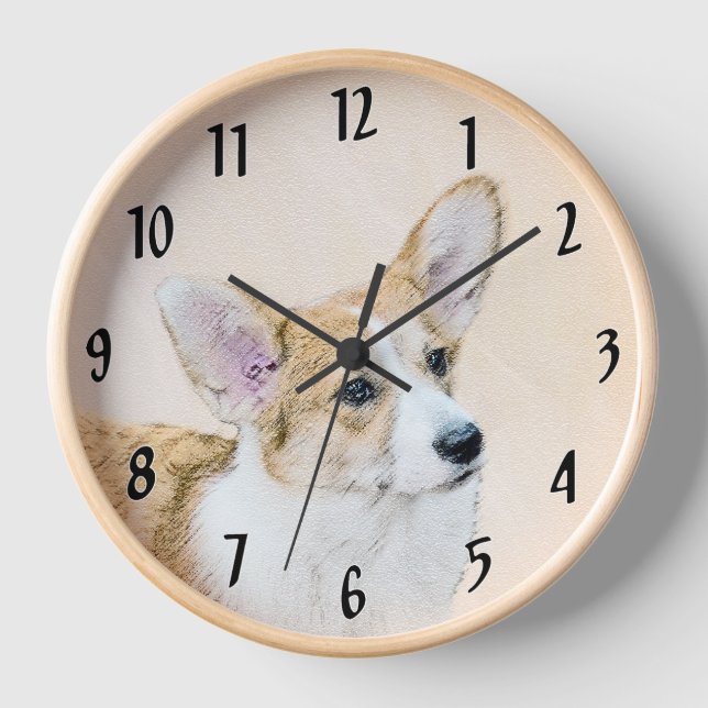 Horloge Peinture de Corgi Gallois de Pembroke - Art Canin  (Recto)