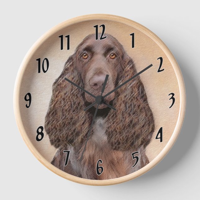 Horloge Peinture de Field Spaniel - Art original mignon de (Recto)
