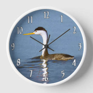 Horloge Peinture de Grèbe de Clark - Art original d'oiseau