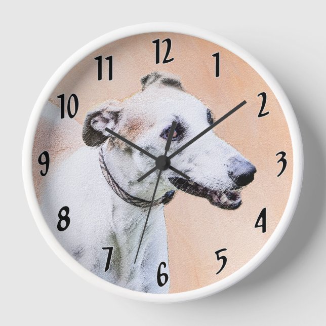 Horloge Peinture de Greyhound - Joli Art Original de Chien (Recto)