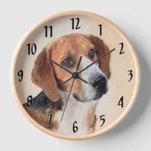 Horloge Peinture de Harrier - Art original de chien mignon