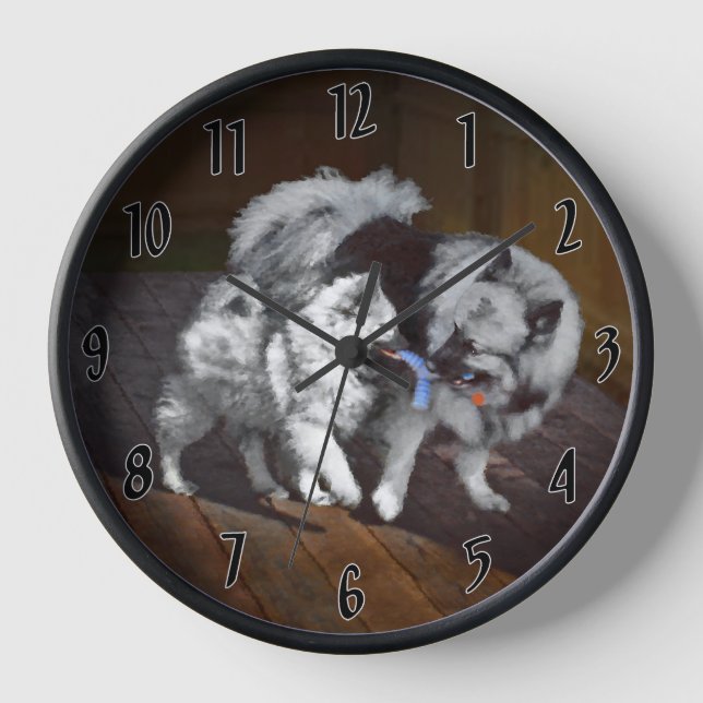 Horloge Peinture de jeu de Keeshond - Art original de chie (Recto)