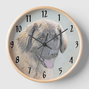 Horloge Peinture de Leonberger - Art original mignon de ch