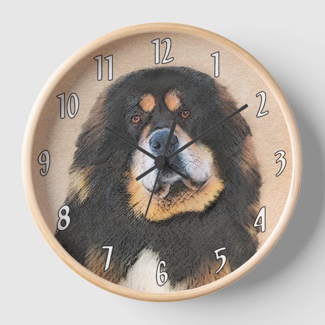 Horloge Peinture de Mastiff Tibétain - Art Original de Chi (Recto)