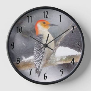 Horloge Peinture de pic à ventre rouge Art original